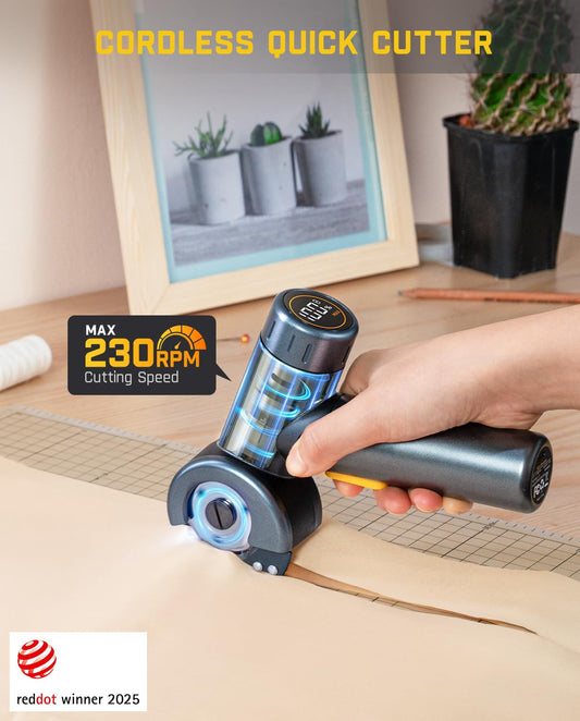 [🔥More affordable]💎Fanttik C8 Nano Cordless Electric Scissors with LED Display, Rechargeable Cardboard Cutter with 2 Blades, EasySwap Blade Change, LED Light, for Thin Cardboard Carpet Leather - Black
