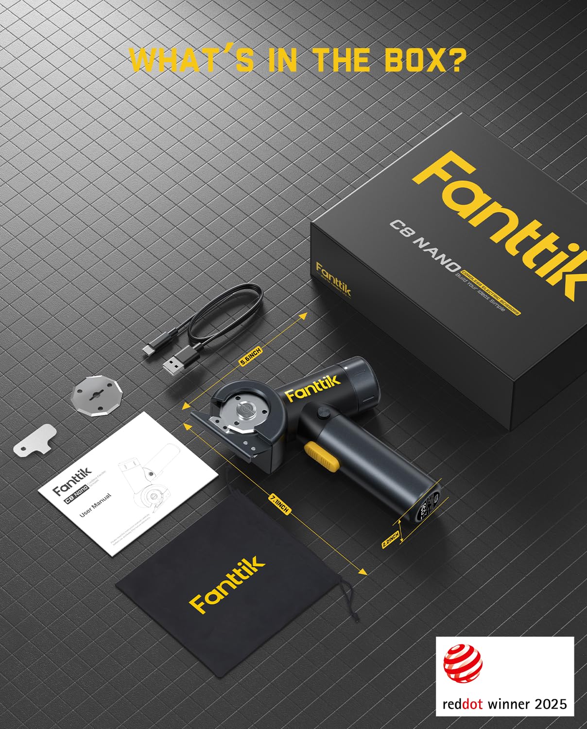[🔥More affordable]💎Fanttik C8 Nano Cordless Electric Scissors with LED Display, Rechargeable Cardboard Cutter with 2 Blades, EasySwap Blade Change, LED Light, for Thin Cardboard Carpet Leather - Black